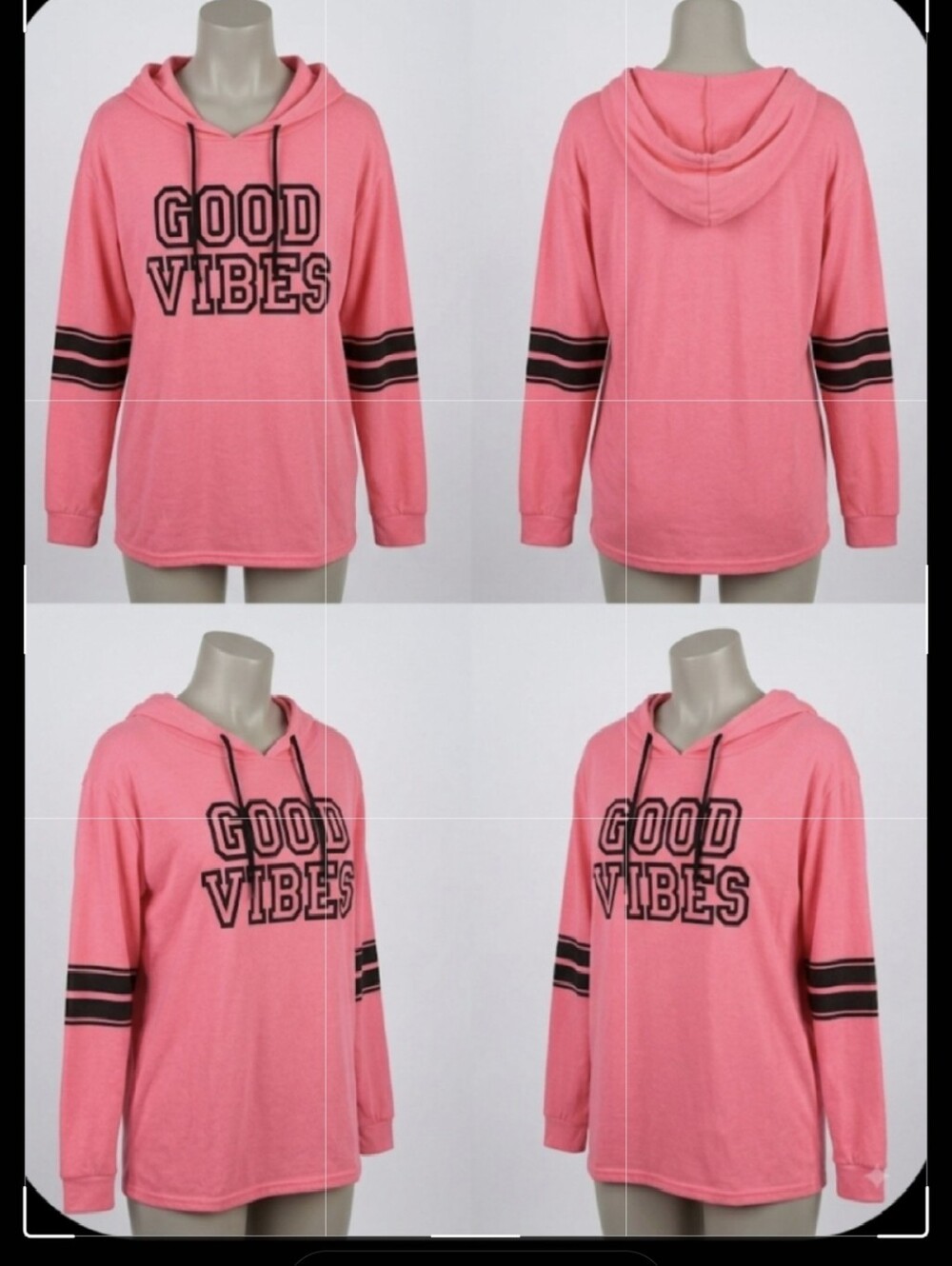 Good Vibes Pink Long Sleeve T-shirt Hoodie